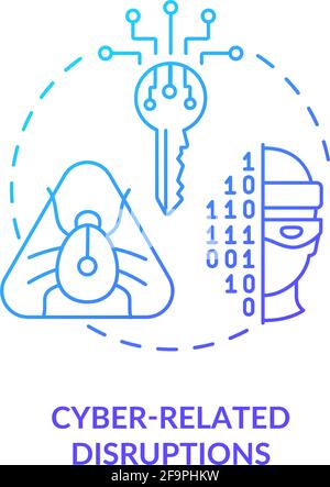 Cyber-related disruptions concept icon Stock Vector