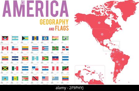 Flags Of The 35 Countries Of The American Continent Stock Illustration -  Download Image Now - iStock