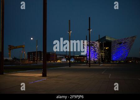 14.07.2019, Belfast, Northern Ireland, United Kingdom - The Titanic House in the Titanic Quarter at the site of the famous ship's launching in 1911, H Stock Photo