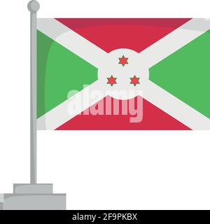 National flag of Burundi Vector Illustration Stock Vector