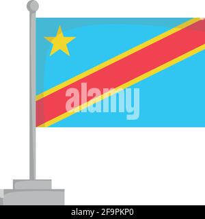 National flag of Democratic Republic of Congo Vector Illustration Stock Vector