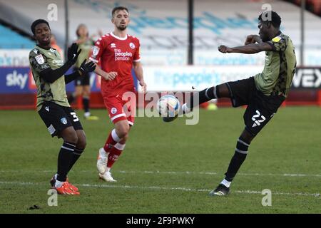 Brendan Sarpong-Wiredu of Colchester United has a shot at goal - Crawley Town v Colchester United, Sky Bet League Two, The People's Pension Stadium, Crawley, UK - 20th February 2020  Editorial Use Only - DataCo restrictions apply Stock Photo