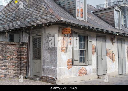 NEW ORLEANS, LA, USA - MARCH 19, 2020: Closed Lafitte's Blacksmith Shop in the French Quarter during Corona Virus pandemic Stock Photo