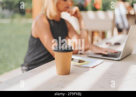 Adult Woman in glasses with laptop  Stock Photo