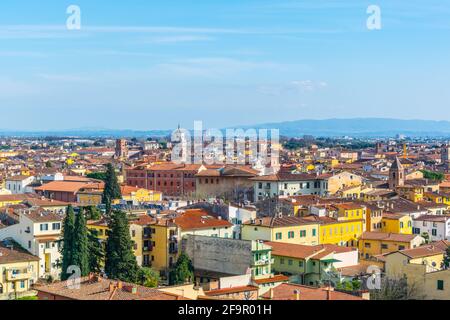 aerial view of the italian city pisa taken from the top of the leaning tower. Stock Photo