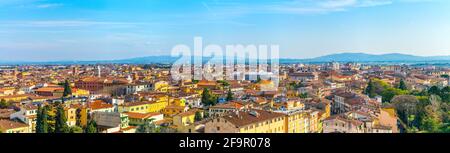 aerial view of the italian city pisa taken from the top of the leaning tower. Stock Photo