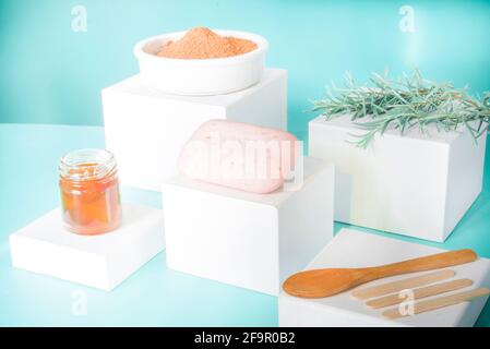 Soap with red clay, rosemary and honey Stock Photo