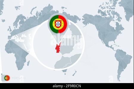 Zoom on Portugal Map and Flag. World Map. 10236063 Vector Art at