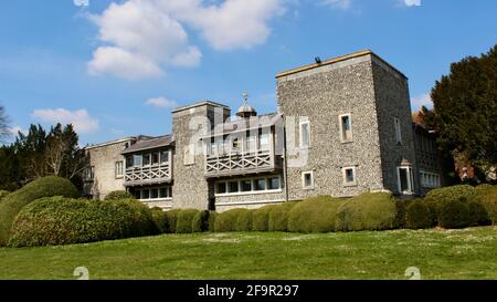 West Dean College near Chichester, West Sussex. The former home of surrealist Edward James. Photograph taken on beautiful spring day. Stock Photo