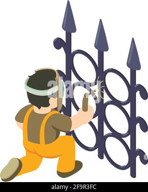 Welder icon. Isometric illustration of welder vector icon for web Stock Vector