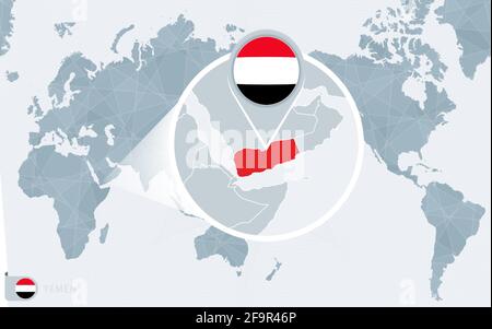Zoom on Yemen Map and Flag. World Map Stock Vector Image & Art - Alamy