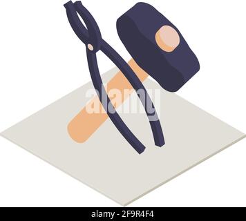 Forging tool icon. Isometric illustration of forging tool vector icon for web Stock Vector