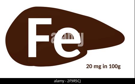 Liver source of ferrum isolated on white cartoon illustration. Vector food icon. Healthy eating. Stock Vector