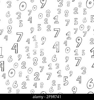 Numbers. Seamless vector wallpaper hand draw Stock Vector