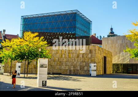 View of the ohel jakob synagogue in german town munich. Stock Photo
