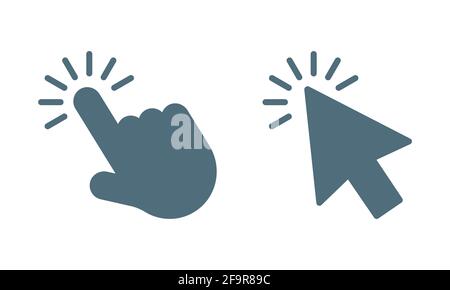 Cursor icon. Computer mouse click cursor gray arrow icons set and loading icons. Vector illustration. Stock Vector