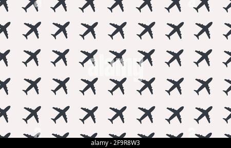 Airplane Commercial Aviation Seamless Sign Clear Pattern Background Stock Vector