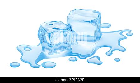 Melting ice cubes isolated on white background Stock Photo