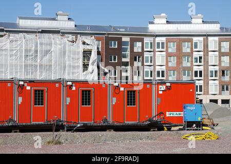 Nykoping, Sweden - April 18, 2021: The construction company Peab is building apartment buildings. Stock Photo