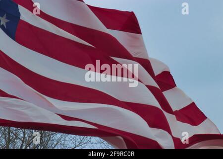 close up shots of a large american flag Stock Photo