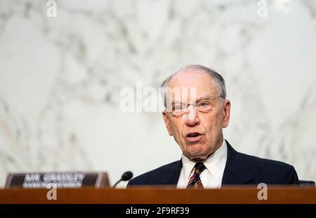 Sen. Chuck Grassley, R-Iowa, speaks to reporters as Senate Republicans ...