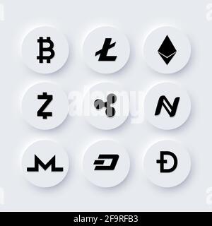 Crypto Currency Icon Trading Exchange Money Set Stock Vector