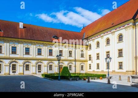 courtyard of a military hospital situated in the former hradisko monastery near Olomouc, Czech republic. Stock Photo