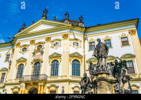 facade of a military hospital situated in the former hradisko monastery near Olomouc, Czech republic. Stock Photo