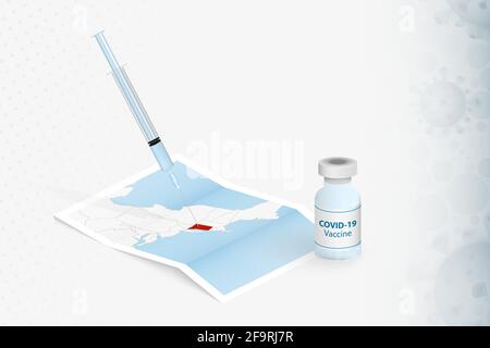 Connecticut Vaccination, Injection with COVID-19 vaccine in Map of Connecticut. Vaccination Concept Illustration. Stock Vector
