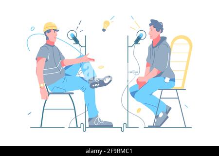 Person radio host interviewing guest Stock Vector