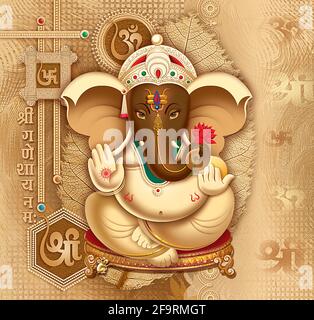 High Resolution Indian Gods Lord Ganesha Digital Painting Stock Photo
