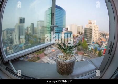 Seoul city in South Korea, window view Stock Photo