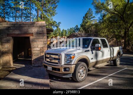 Bandelier National Monument, NM, USA - April 14, 2018: The F350 Ford p Stock Photo