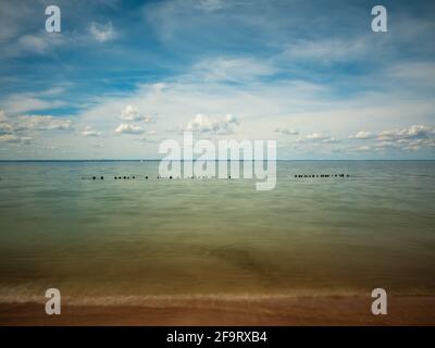 view of the Baltic Sea from the beach of the Hel Peninsula in summer Stock Photo