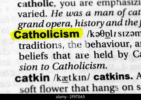 Highlighted word catholic concept and meaning Stock Photo - Alamy