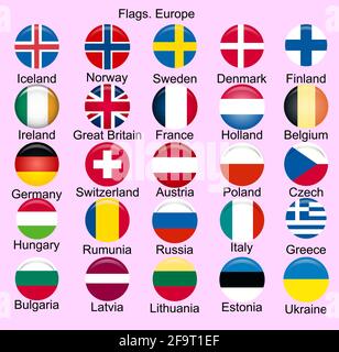 Set of Flags of european countries. Stock Vector