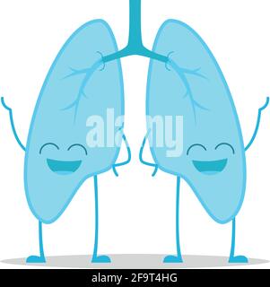 Vector illustration of a healthy and funny lungs in cartoon style. Stock Vector
