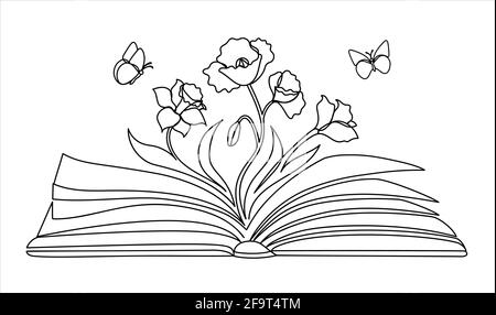 Wildflower in a hand drawn line art style.  Stock Vector