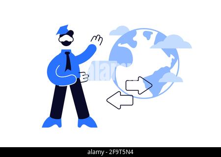 Educational migration students abroad or drain brain Stock Vector