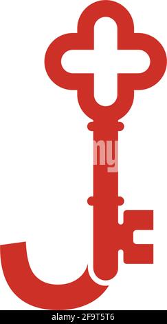 Letter J logo icon with key icon design symbol template vector Stock Vector