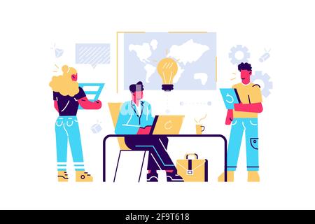 Office stuff training and effective time management Stock Vector