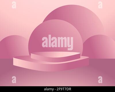 3d podium in a minimalistic style with geometric shapes. Gradient podium for product presentation. Advertising pedestal, layout. Vector illustration Stock Vector