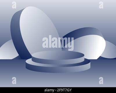 3d podium in a minimalistic style with geometric shapes. Gradient podium for product presentation. Advertising pedestal, layout. Vector illustration Stock Vector
