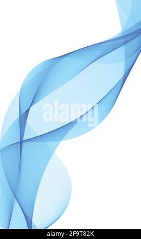 Abstract blue wavy lines on white background - Vector illustration Stock Vector