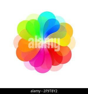 Logo is a multi-colored flower. Rainbow logo. Vector illustration Stock Vector