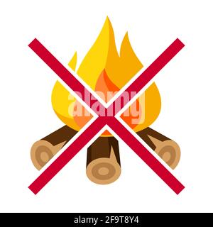 Illustration of no bonfire. Firefighting item. Adversting icon for industry and business. Stock Vector