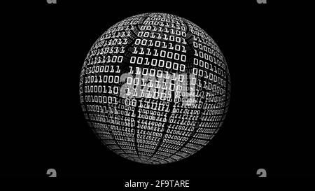 Binary Data On Spinning Sphere Stock Photo