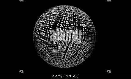 Binary Data On Spinning Sphere Stock Photo