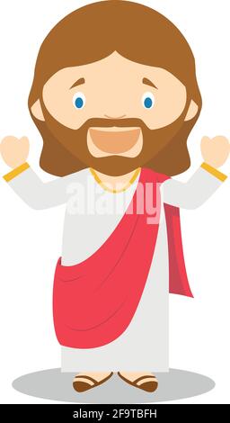 Jesus of Nazareth cartoon character. Vector Illustration. Kids History Collection. Stock Vector