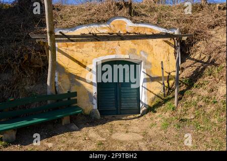 The entrance of a typical wine cellar in the Lower Austrian Weinviertel. Stock Photo